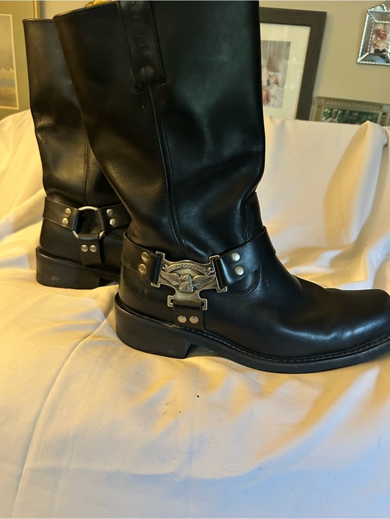 Harley-Davidson Other - Harley-Davidson Black Leather Harness Boots with Silver Tone Buckle
